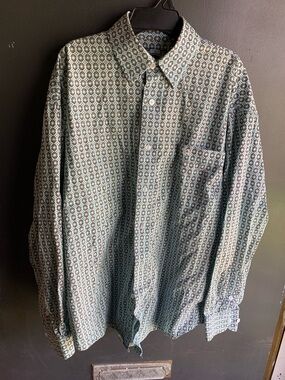 Panhandle Slim Green Geometric Print Button-Down Shirt
